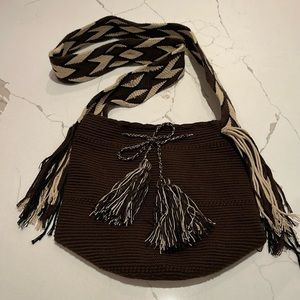 Wayuu Brown Hobo Bag 100% cotton Made in Colombia "Hand Made"